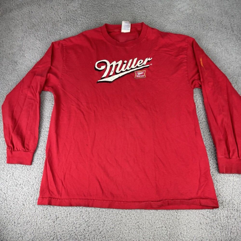 Vintage 00's Miller High Life Beer Promo Long Sleeve Shirt‎ Triple A Size Xl Y2k